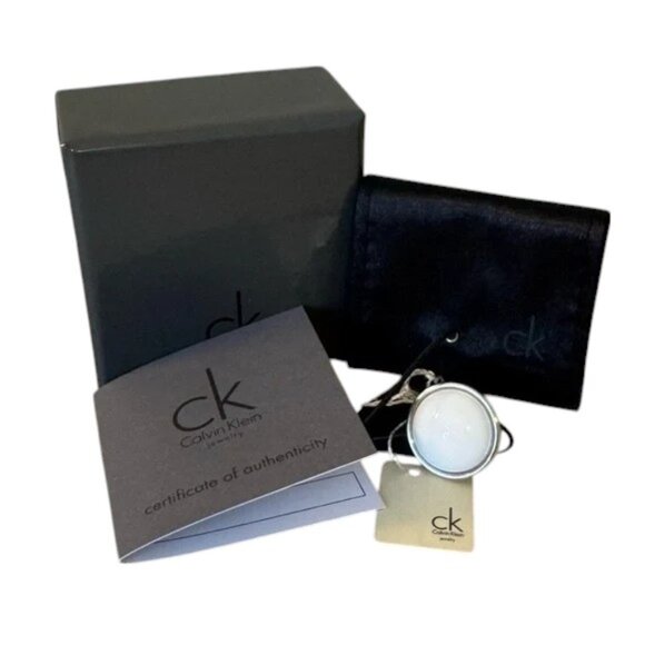 CALVIN KLEIN White Loop Two Tone Ring NWT - Picture 2 of 4
